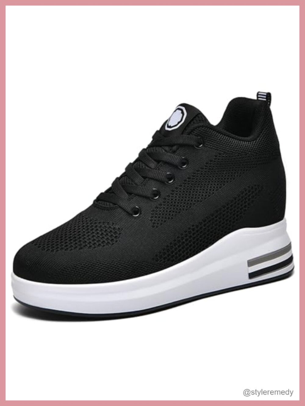 Women's Platform Hidden Wedge Sneakers Breathable Lace Up Arch Support